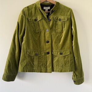 Green Velvet Military Inspired Utility Jacket